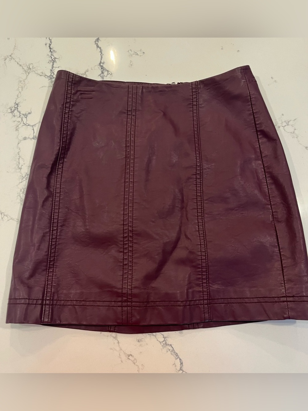 Free People Wine Faux Leather Mini Skirt